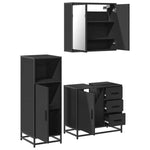 ZNTS 3 Piece Bathroom Furniture Set Black Engineered Wood 3300955