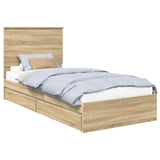Storage Bed with Drawer Sonoma Oak 90 x 190 cm Engineered Wood 3411252