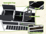 Wooden Tortoise Enclosure, Tortoise Tank w/ Adjustable Lamp Holder, Openable Lid, Removable Main T3398P350004