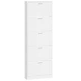 Shoe Cabinet High Gloss White 59x17x169 cm Engineered Wood 342514