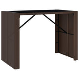 Bar Table with Glass Top Brown 145x80x110 cm Poly Rattan 362596