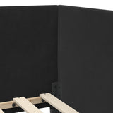 Corner Bed Frame with Headboard Black 90 cm x 200 cm Velvet 42016651