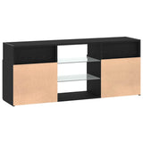 TV Cabinet with LED Lights Black Oak 120x30x50 cm Engineered Wood 862035