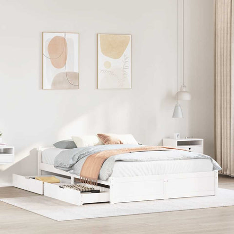 Bed Frame without Mattress White 150x200 cm King Size Solid Wood Pine 3301691