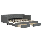 Daybed with Trundle&Drawers without Mattress Dark Grey 90x190 cm Single 3197500