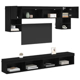 TV Wall Units with LED 6 pcs Black Oak Engineered Wood 3402964