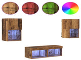 TV Wall Cabinets Wall-mounted 4 pcs Old Wood Engineered Wood 3402914