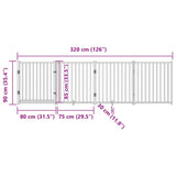 Dog Gate with Door Foldable 4 Panels 320 cm Solid Wood Fir 352275
