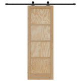 Sliding Door Natural and Black 73.5 x 211 cm Solid Pine Wood 3333356