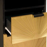 Bathroom Cabinet Set 3 pcs Black and Gold Solid Mango Wood 3310025