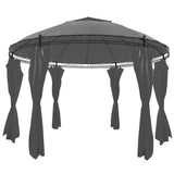 Gazebo with Curtains Round 3.5x2.7 m Anthracite 44762