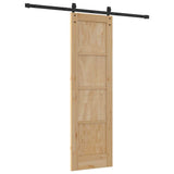 Sliding Door Natural and Black 61 x 198.5 cm Solid Pine Wood 3333156
