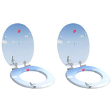 Soft-Close Toilet Seat 2 pcs Blue 44 x 38 cm MDF board 3414546
