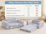 2-in-1 Convertible Toddler Fold Out Sofa Bed with Washable CoverSofa & Glowing Star, Baby Armchair 99775539