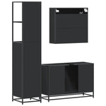 ZNTS 3 Piece Bathroom Furniture Set Black Engineered Wood 3301130