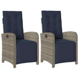 Reclining Garden Chairs 2 pcs with Footrest Grey Poly Rattan 365199