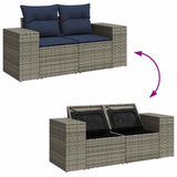 14 Piece Garden Sofa Set with Cushions Grey Poly Rattan Acacia 3326842