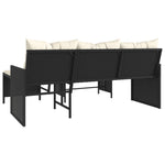 Garden Sofa with Table and Cushions L-Shaped Black Poly Rattan 365571
