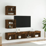5 Piece TV Wall Units with LED Smoked Oak Engineered Wood 3216701