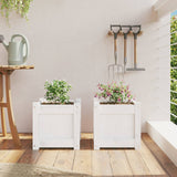 Garden Planters 2 pcs White Solid Wood Pine 837397