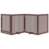 Dog Gate with Door Foldable 4 Panels Brown 320 cm Poplar Wood 352267