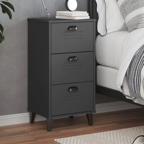 ZNTS Bedside Cabinet VIKEN Anthracite Grey Solid Wood Pine 374919