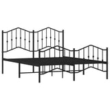 Metal Bed Frame without Mattress with Footboard Black 140x200cm 373808