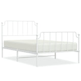 Metal Bed Frame without Mattress with Footboard White 107x203cm 373950