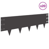 Lawn Edging 20 pcs 100 x 30 cm Steel Black 8008624