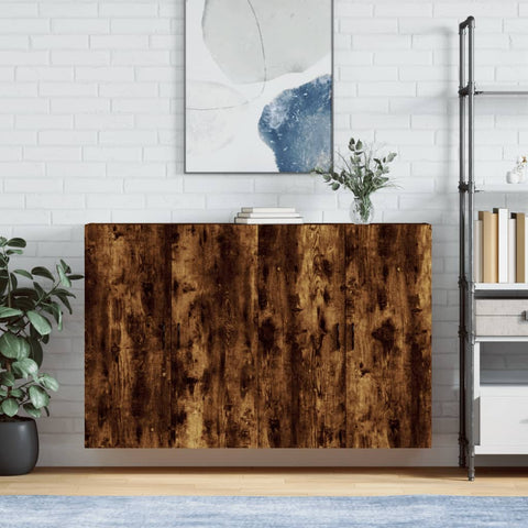 Wall Mounted Cabinets 2 pcs Smoked Oak 69.5x34x90 cm 3195640