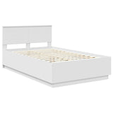 Bed Frame with Headboard White 135 x 190 cm Engineered Wood 3408173