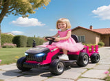 12V Ride on Tractor and Trailer with Remote Control, Music, Shifter, Start-Up Sound, for Kids Ages T3398P378932