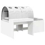 Bed Frame with Tunnel with Shelf 3 pcs White Engineered Wood 3423647