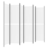 6-Panel Room Divider White 300x200 cm Fabric 350238