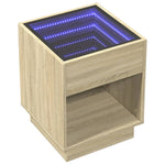 ZNTS Coffee Table with Infinity LED Sonoma Oak 40x40x50 cm 847646