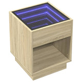 ZNTS Coffee Table with Infinity LED Sonoma Oak 40x40x50 cm 847646