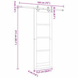 Sliding Door Natural and Black 73.5 x 211 cm Solid Pine Wood 3333496