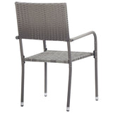 ZNTS Garden Dining Chairs 2 pcs Stackable Grey Poly Rattan 318699