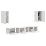 TV Cabinet Set Wall-mounted 5 pcs White Engineered Wood 3409069