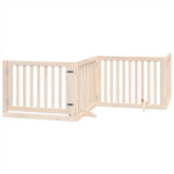 Dog Gate with Door Foldable 6 Panels 480 cm Poplar Wood 3155665