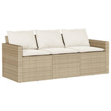 2 Piece Garden Dining Set with Cushions Beige Poly Rattan 366338