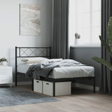 Metal Bed Frame without Mattress with Headboard Black 90x200cm 372270