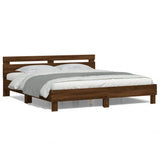 Bed Frame Brown Oak Engineered wood Double Bed Frame 3207538