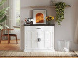 Farmhouse Sideboard with 3 cm Thick Top 2 Barn Doors - White T3398P377886
