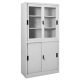 Office Cabinet with Sliding Door Light Grey 90x40x180 cm Steel 335963