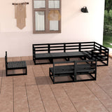 8 Piece Garden Lounge Set Black Solid Pinewood 3075628