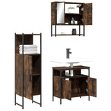3 Piece Bathroom Furniture Set Smoked Oak Engineered Wood 3214697