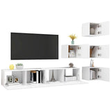 6 Piece TV Cabinet Set White Engineered Wood 3078721