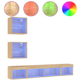 5 Piece TV Wall Units with LED Sonoma Oak Engineered Wood 3216699