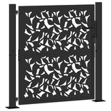 Garden Gate Black 100x100 cm Steel Leaf Design 4100959